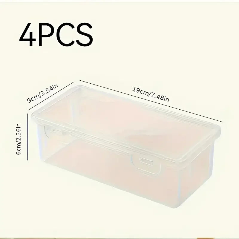 4 large transparent PP storage boxes with lids, used for storing office supplies, pencils, and crafts Oasis Select 4pcsQBH