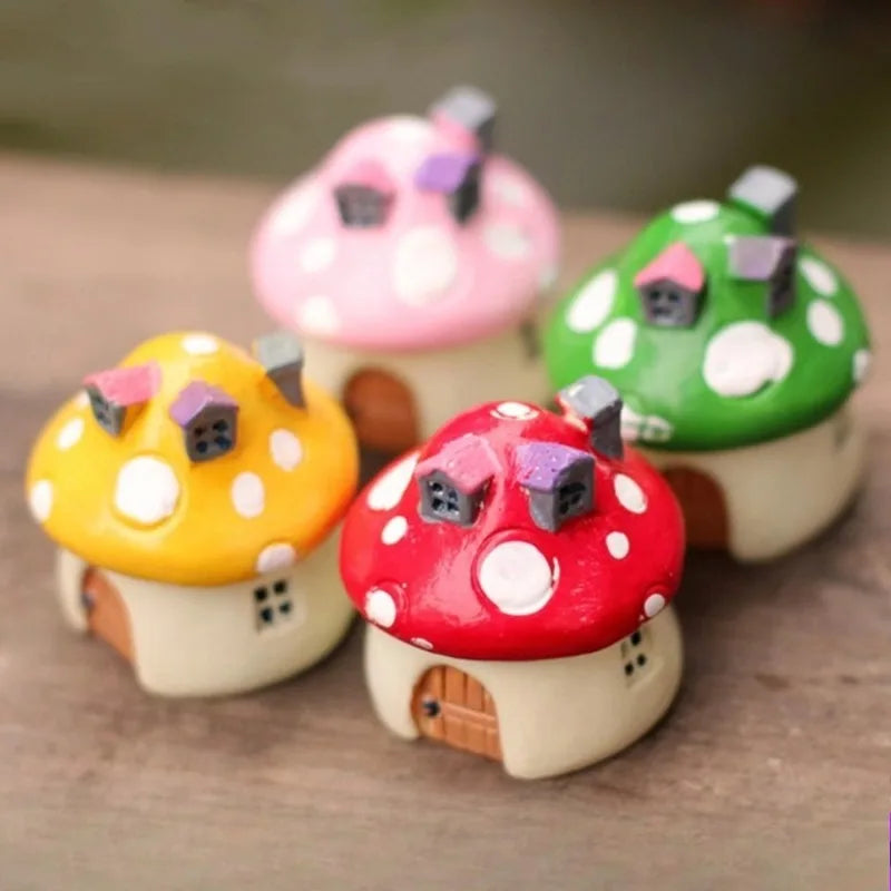 Mini Resin Moss Micro Landscape Decor Outdoor Fairy Miniature Garden Mushroom House Ornaments Handicraft Flower Pot Accessories Oasis Select
