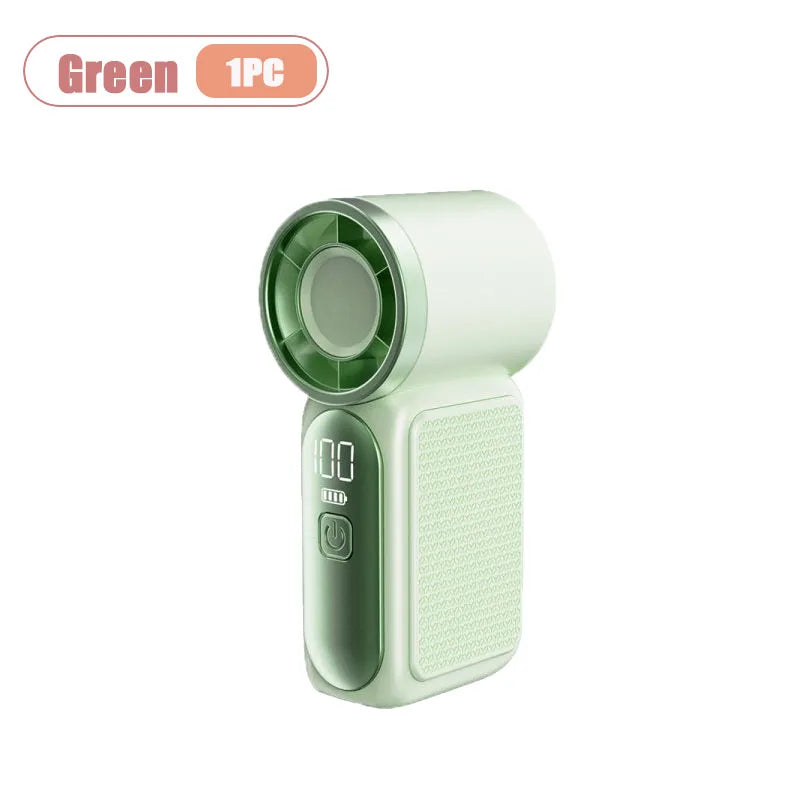 Long Lasting Turbo Mini Handheld Fan USB Rechargeable Portable Outdoor Small Fan High Speed Powerful Airflow Cooling Gadget Oasis Select Green-1PC