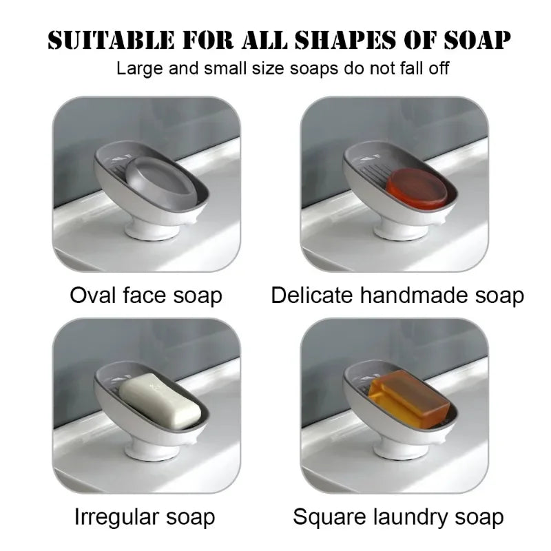 1Pcs Bathroom Soap Dishes Holder Self Draining Soap Box with Super Suction Portable Soap Container for Bathroom Accessories Oasis Select