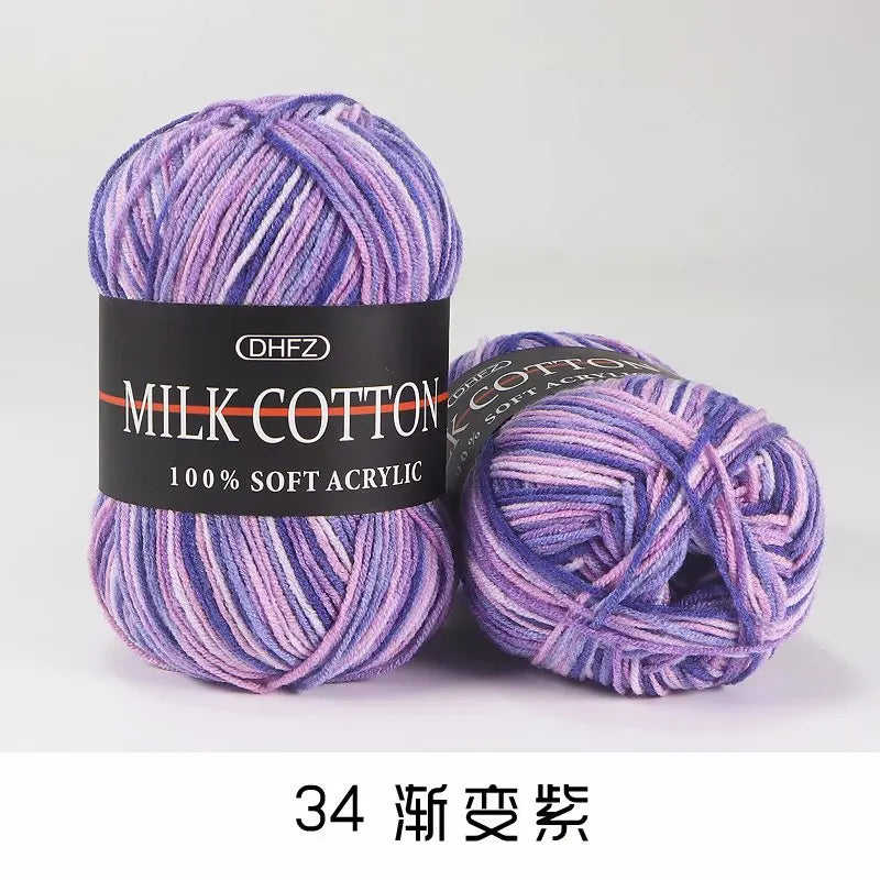 DIY Three Strands Graded Section Dyed Wool Medium Fine Cotton Thread Hand Crochet Doll Milk Cotton Thread Crochet Yarn Oasis Select 34