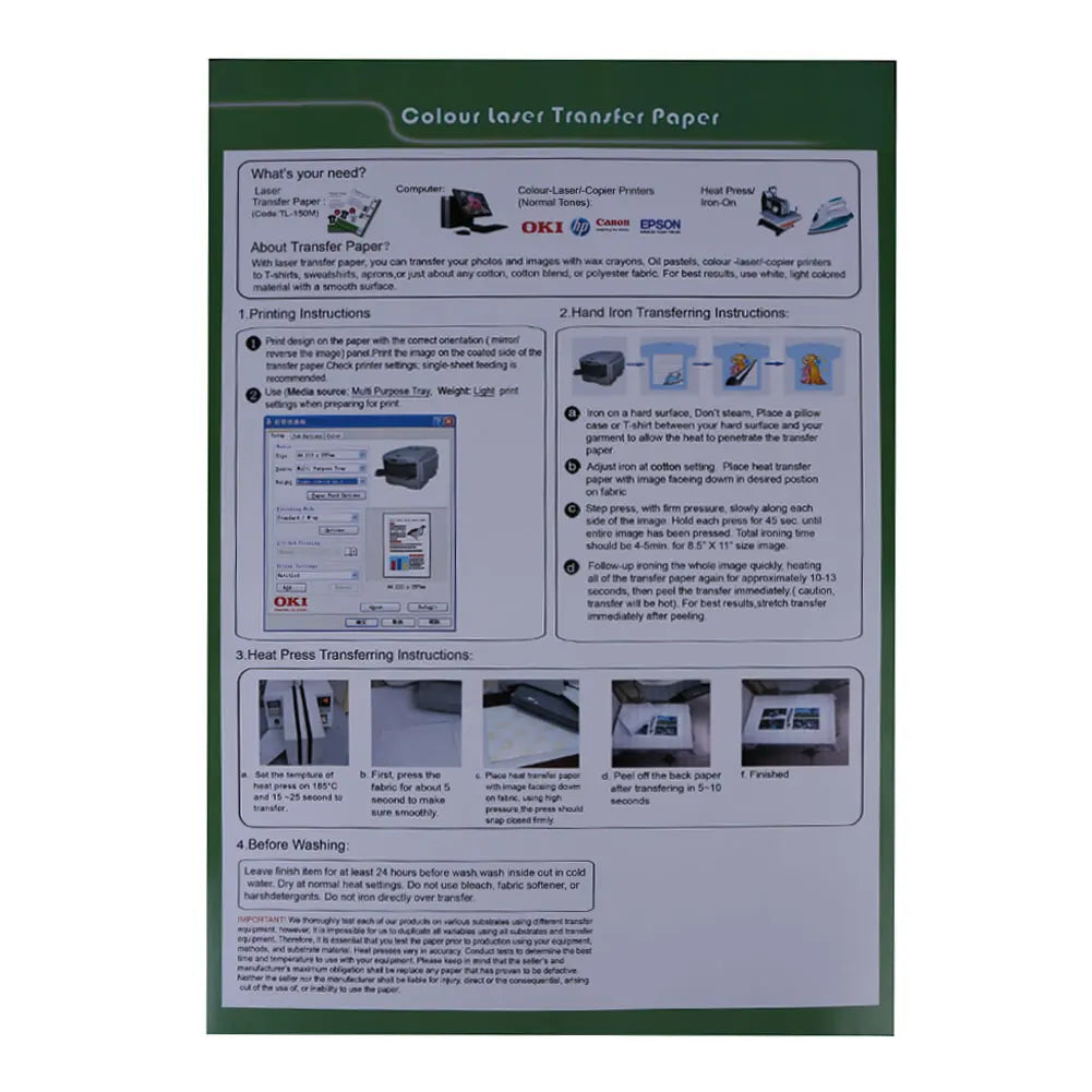 10-Pack Heat Transfer Paper for Light Fabrics – No Cutting Heat Transfer Paper Oasis Select