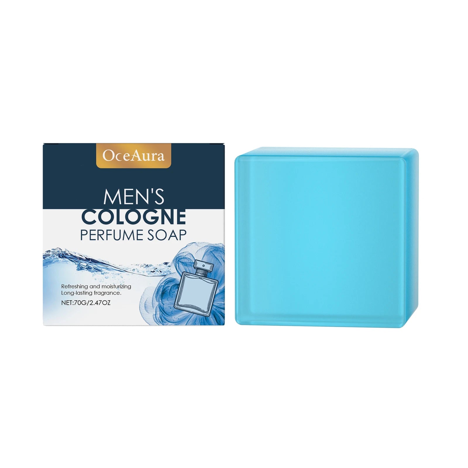 OceAura Men's Perfume Bath Soap Gentle Cleansing Body Skin Refreshing Non-oily Comfort Care Soap Cool Texture 70g Oasis Select 70g