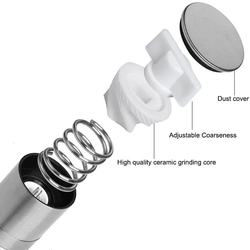 Salt and Pepper Grinder 2 in 1 Manual Stainless Steel Salt Pepper Mills with Adjustable Ceramic Grinding Spice Mill Kitchen Tool Oasis Select