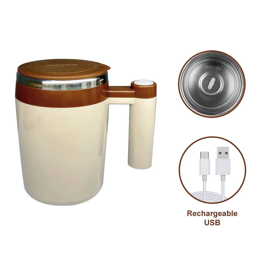 Automatic Self Stirring Magnetic Mug Rechargeable Stir Cup Stainless Steel Coffee Mixing Cup Blender Smart Mixer Shake Cup Oasis Select beige