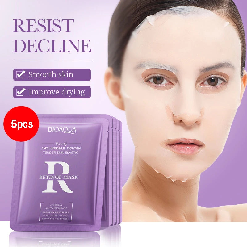 BIOAQUA Snail Hyaluronic Acid Retinol Face Mask 5/10pcs Hydrating Face Mask Oasis Select Retinol 5p