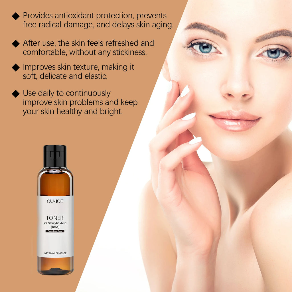 Salicylic Acid Toner for Acne Removing Control Oil Shrink Pores Remove Pimple Exfoliating Moisturizing Brighten Facial Toner Oasis Select