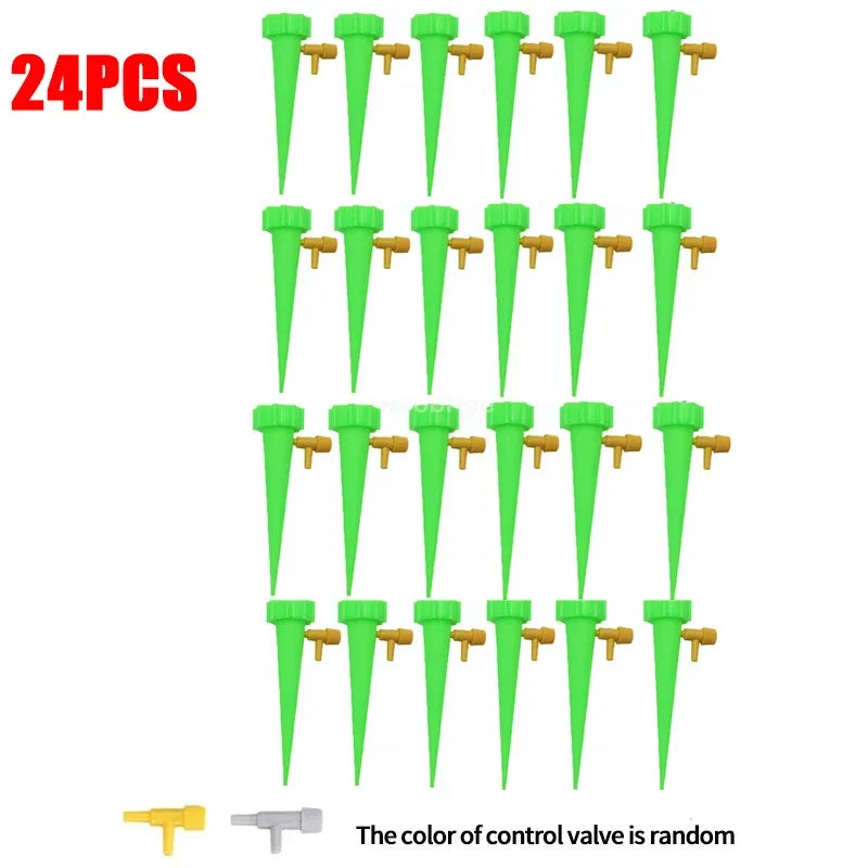 Automatic Drip Plants Irrigation Drip Irrigation Garden Watering System Garden Plant Self Watering Kits Insert Watering Devices Oasis Select 24PCS-Green