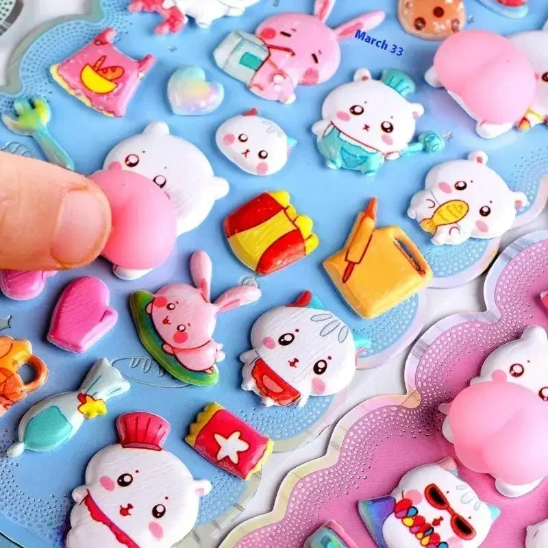 1Pcs Cartoon Animals Soft Puffy Butt 3D Stickers DIY Scrapbooking Journal Phone Case Decoration Sticker School Office Supplies Oasis Select