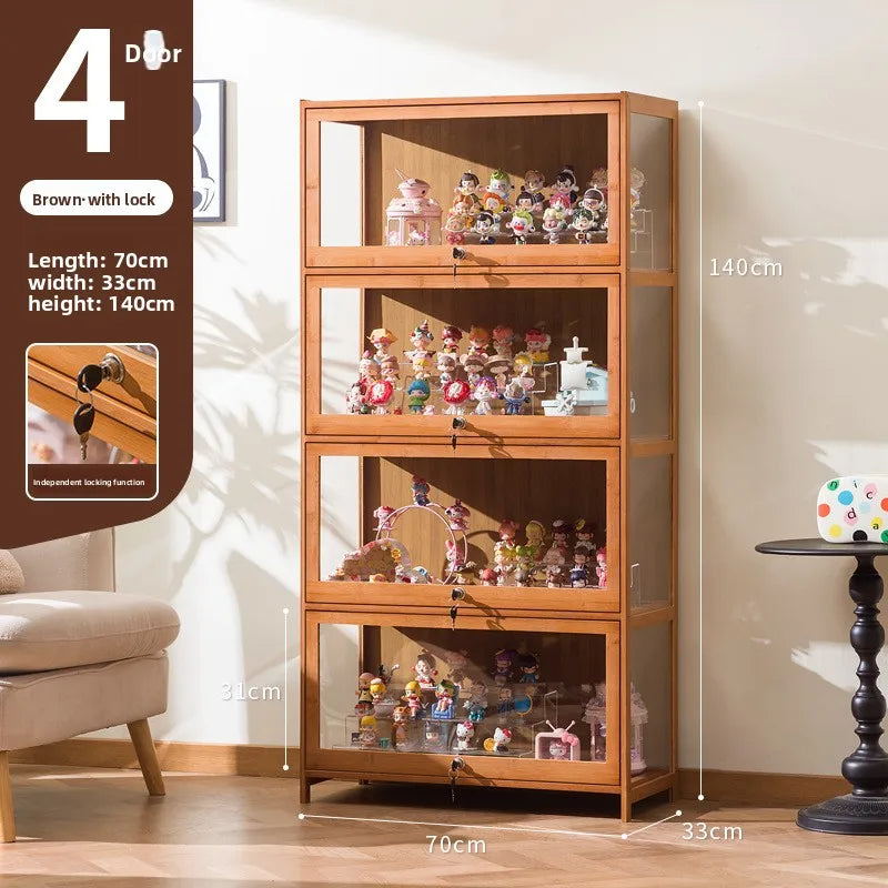 Figure display cabinet with lock acrylic display stand transparent dustproof model building block ornament shelf display box Oasis Select Four floors 70 long