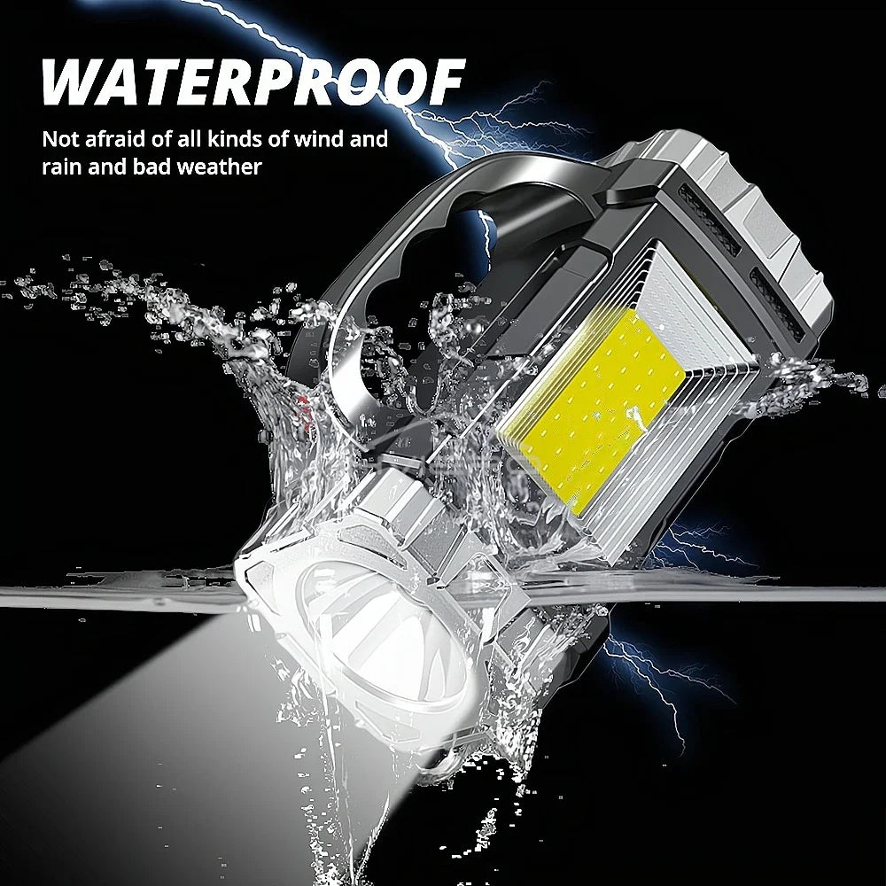HVIERO COB LED Flashlight – Solar USB Rechargeable, Waterproof
