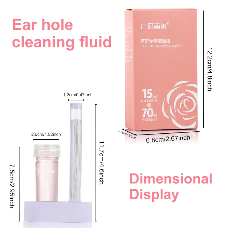 Ear Piercing Cleaning Kit – 70-Piece Ear Hole Floss & Solution Ear Piercing Care Kit Oasis Select