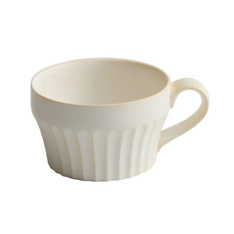350ML Ceramic Coffee Mug Japanese Coarse Pottery Breakfast Milk Mug Home Office Water Cup Latte Coffee Cup Afternoon Teacup Oasis Select White 350ml