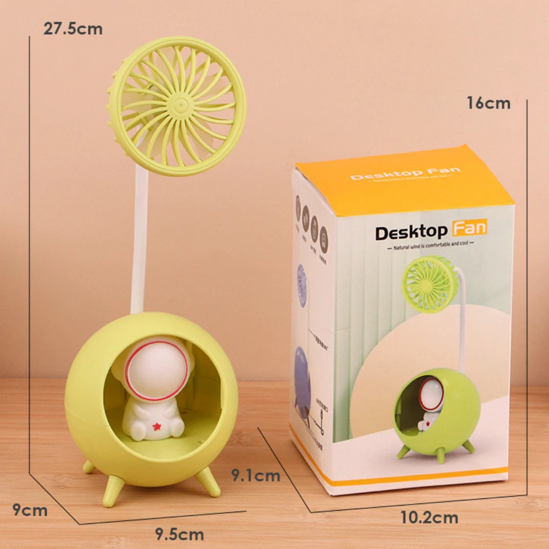 Cute Pet Astronaut Rabbit Desktop Fans USB Charging Lazy Fan Desktop Mini Fan Portable with Night Light Fan Student Travel Fan Oasis Select Yellow duckling