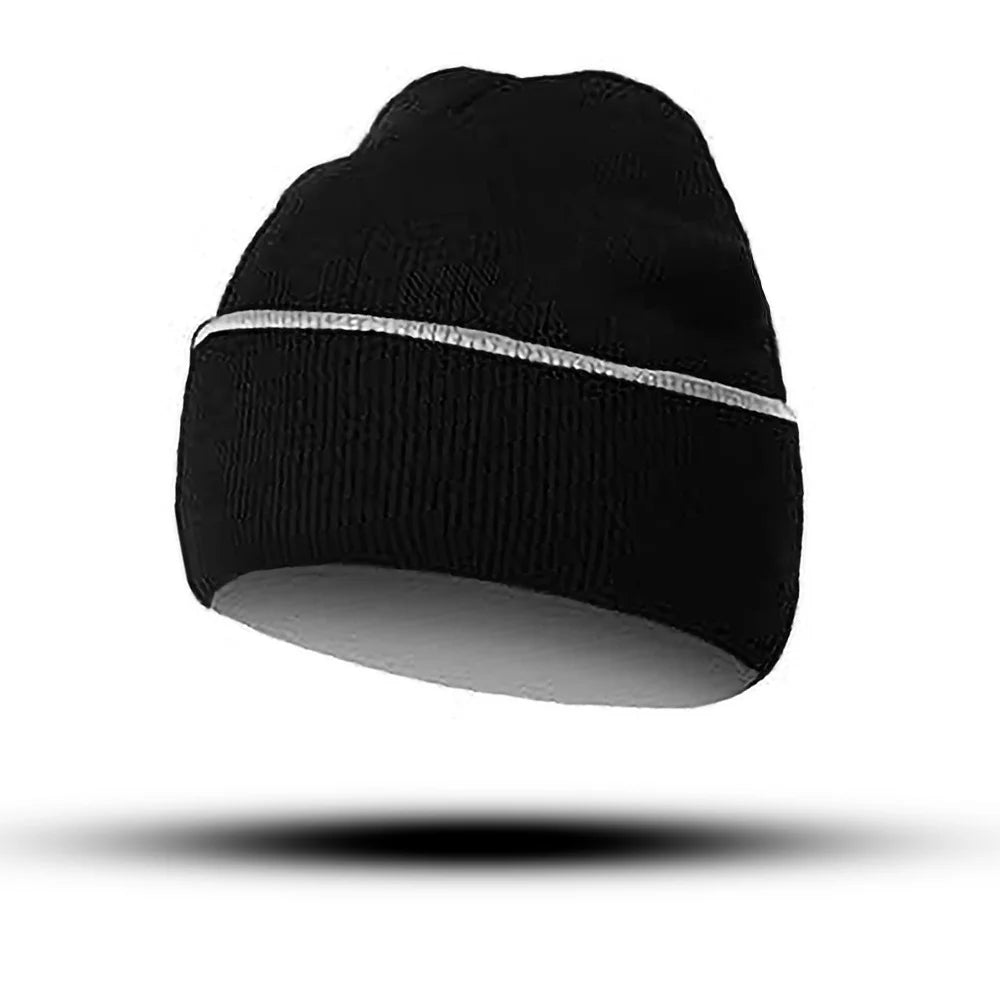 Double layer thick knitted hat, ice hat, skiing hat, jacquard hat, autumn and winter style, color blocked knitted hat, two-color Oasis Select black