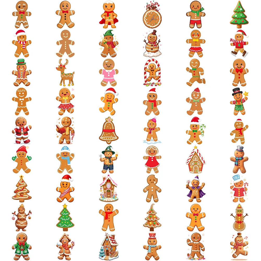 54pcs Christmas Gingerbread Temporary Tattoos – Waterproof Stickers