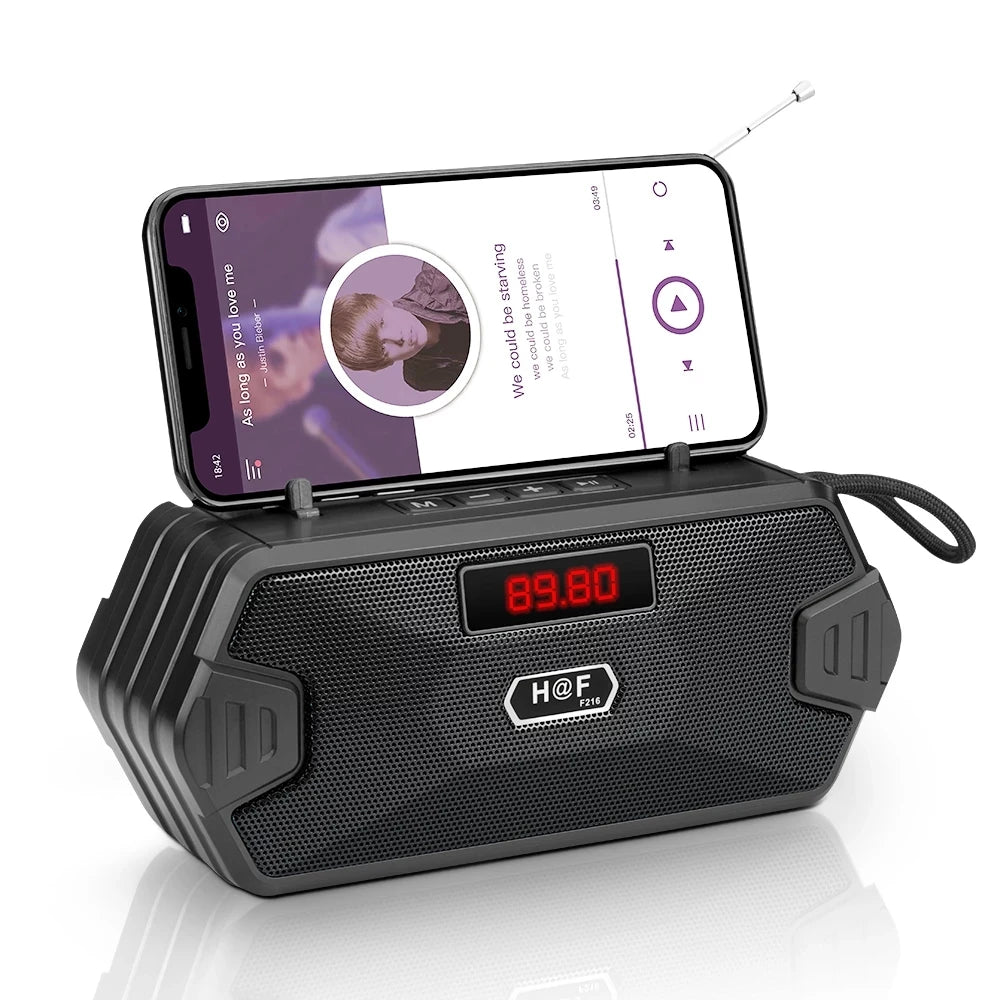 AyeBeau HF-F216 Portable Bluetooth 5.0 Speaker FM Radio Subwoofer