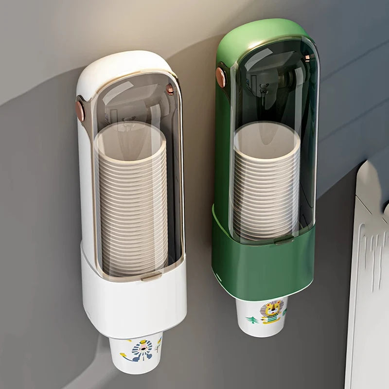 No-Drill Wall-Mounted Disposable Cup Dispenser | Dustproof Holder