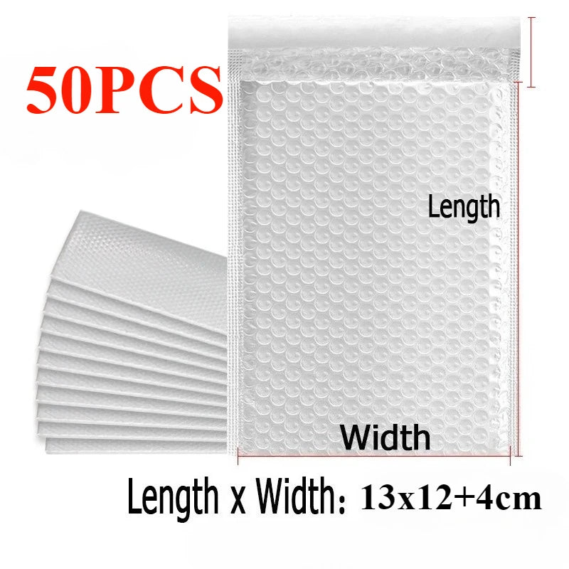 50/10Pcs Plastic Bubble Envelopes Bag Waterproof Foam Adhesive Self Seal Packing Bag Mailers Shipping Envelope Storage Organizer Oasis Select 50PCS-13-15