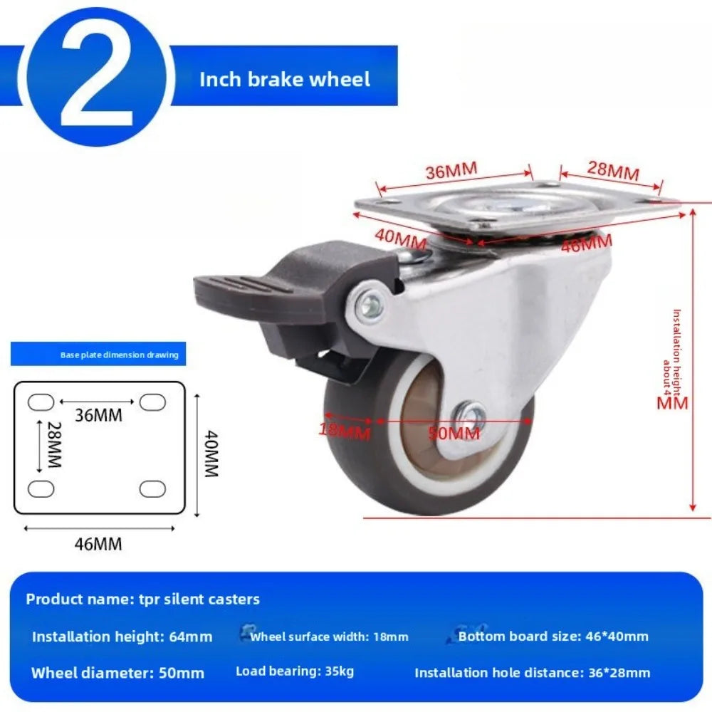 Caster Wheels 2 Inch, Heavy Duty Furniture Casters Set of 4,Rubber Castors No Noise,Designed for Desk,TV Stand,Coffee Table Oasis Select