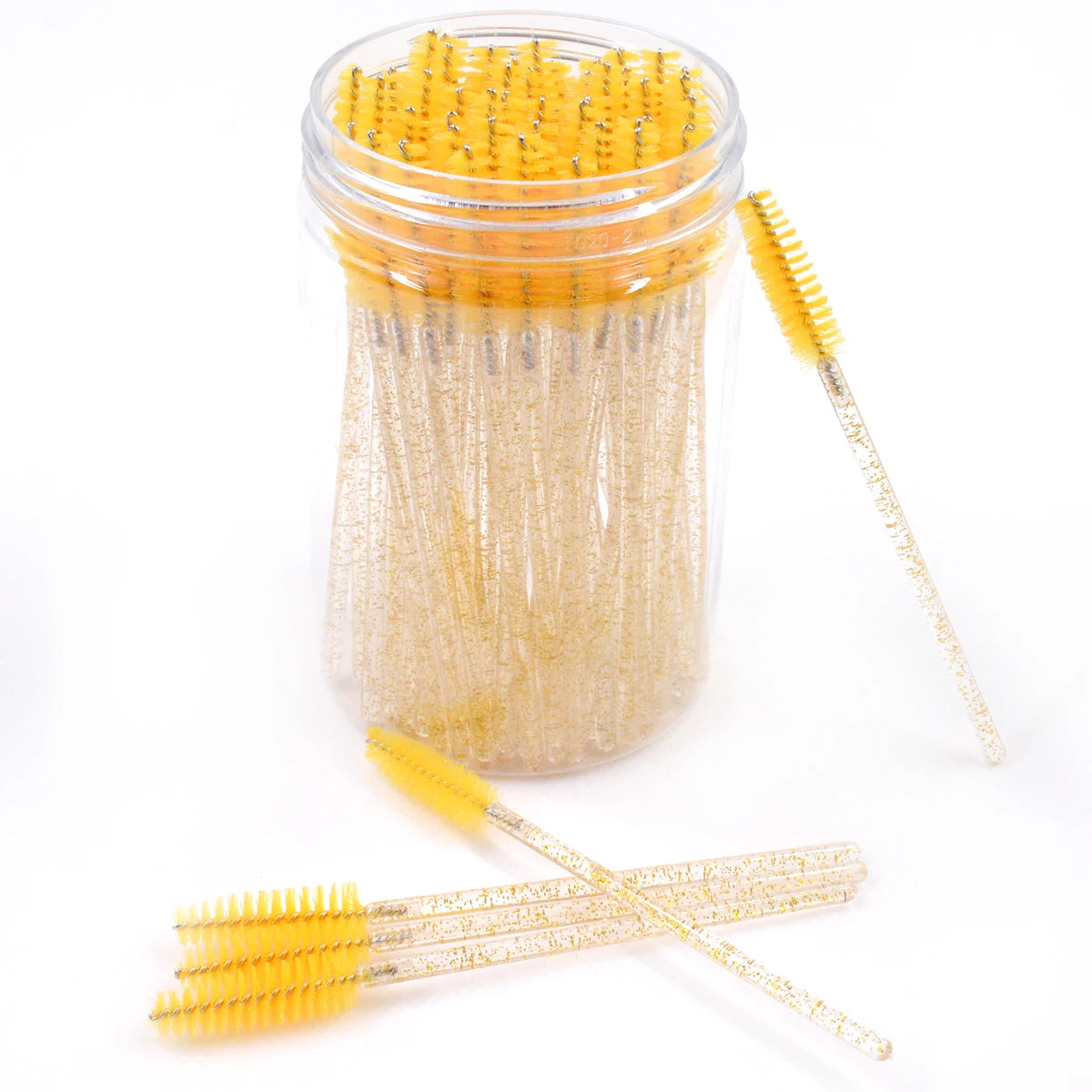 50pc Disposable Mascara Wands & Spoolie Brushes in Bottle Mascara Wand Spoolies Oasis Select gold in bottle