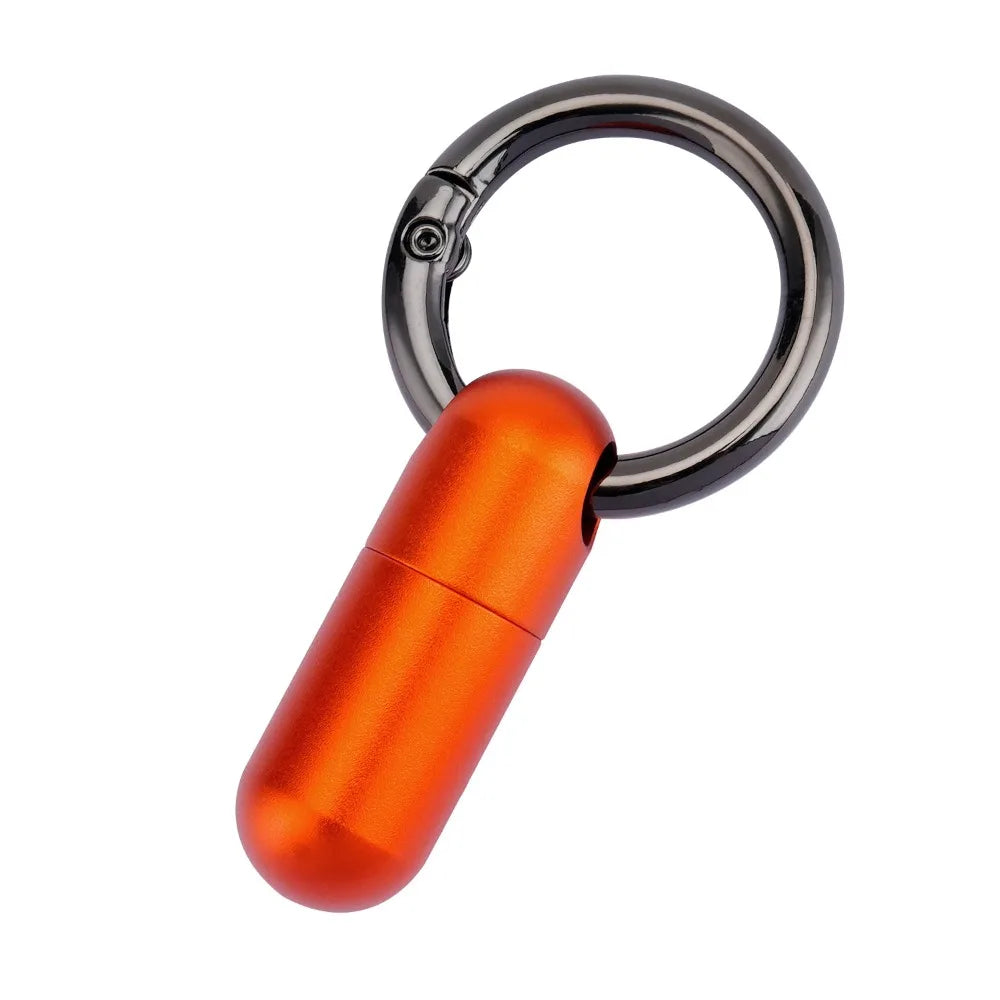 Sealed Design Pure Titanium Pill Box Keyring Attachment Ultra-light Weight Portable Pill Organizer Waterproof Anti-Rust Oasis Select Aluminum Orange