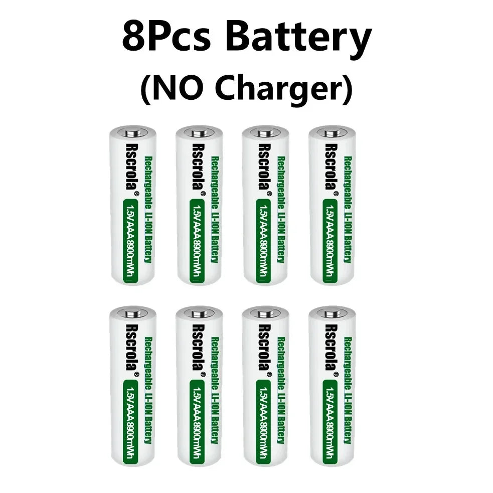 1.5V AAA8900mWh rechargeable battery New AAA lithium battery long life for Mouse Flashlight Fan Game Machine electric toy Oasis Select 8P AAA NO Charger 1.5V