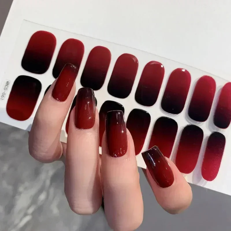 2025 Semi-cured Gel Nail Stickers Solid Color Nail Semi-baked Tips Full UV Nail Need Decals Paste Lamp N0R7 Oasis Select