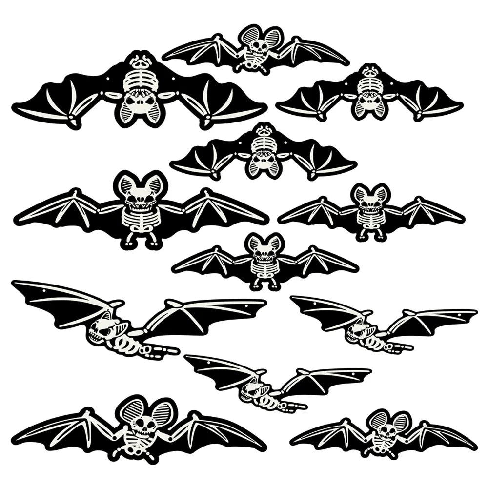 Glow-in-the-Dark Bat Ornament Halloween Glowing Bat-Shaped Pendant Holiday Outdoor Fluorescent Decoration Oasis Select