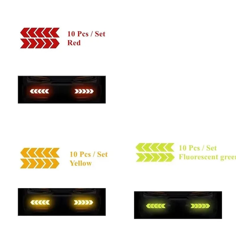 1/2/3set Car Bumper Reflective Safety Strip Stickers Car Arrow Reflective Sticker Reflective Warning Safety Tape Oasis Select Mix-3set