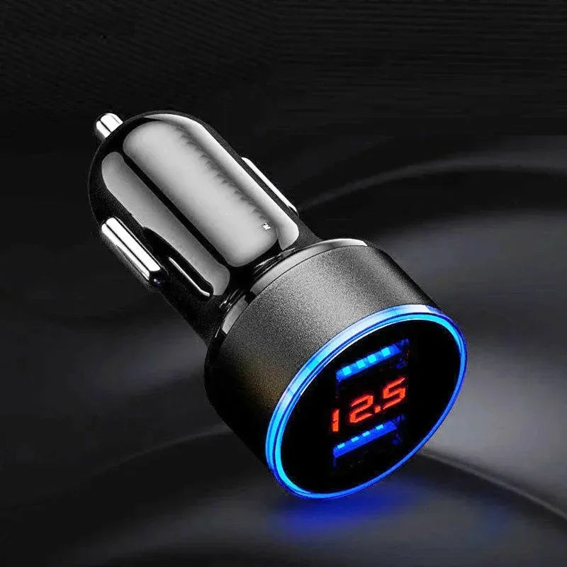 1/2pcs Car Charger For Cigarette Lighter Smart Phone USB Adapter Mobile Phone Charger Dual USB Digital Display Voltmeter Oasis Select