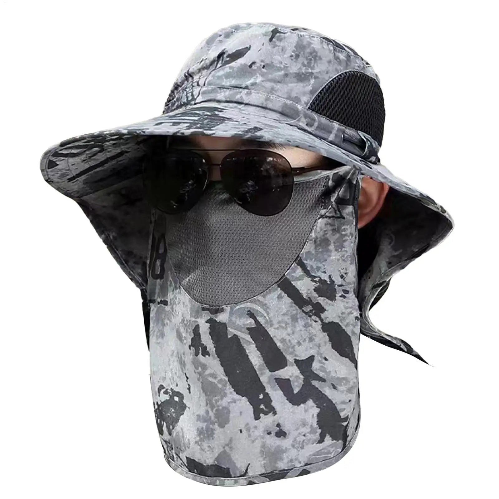 UV Protection Hat Hiking Hat with Face Cover and Neck Flap Detachable UPF50 Cap Breathable Bucket Cap For Fishing Backpacking Oasis Select