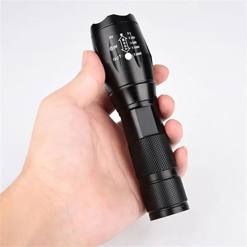 T6 Strong Light Flashlight LED Aluminum Alloy Telescopic Zoom Battery Version Outdoor Searchlight Remote Flashlight Oasis Select