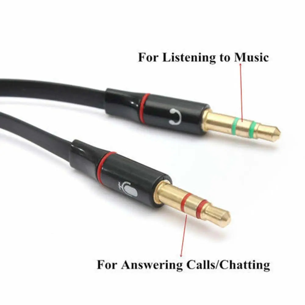 Connected Cord Micphone Earphone Y Splitter Audio Cable 3.5 mm Adapter Oasis Select