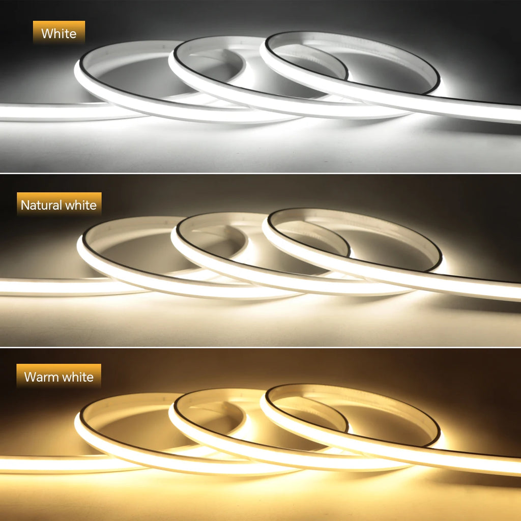 Silicone COB Neon Strip Light 24V 1M-10M Ambient Light Cuttable DIY Super Brightness No Dark Zone,Transparent Nano Adhesive Tape Oasis Select