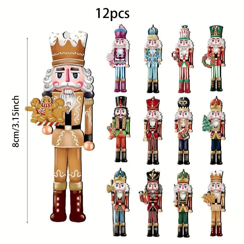 12pcs Christmas Nutcracker Set 8cm Wooden Soldier Dolls for Xmas Tree Holiday Home Office Table Decorations Oasis Select 12pcs
