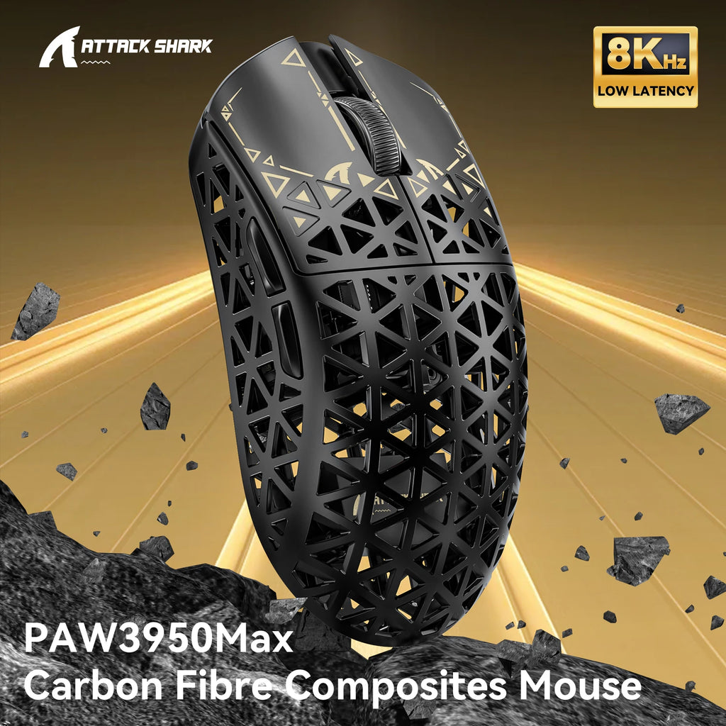 Attack Shark R5 Ultra Gaming Mouse 42g Carbon Fiber, 42000DPI, 8K Wireless, PAW3950MAX Sensor, Nordic52840, OMRON 100M Switches Oasis Select
