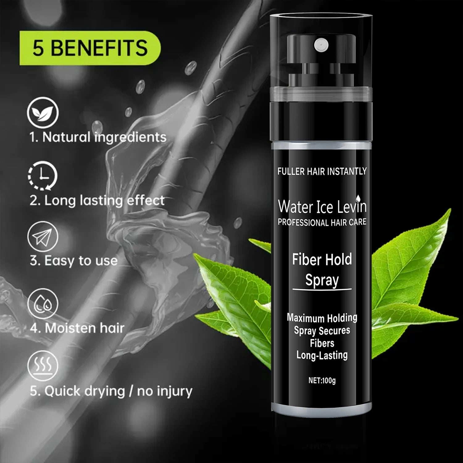 Fiber Spray, 100 ml - Easy to Use, Long-Lasting Volume and Texture, Suitable for All Hair Types, with a Natural and Full Appearance Oasis Select