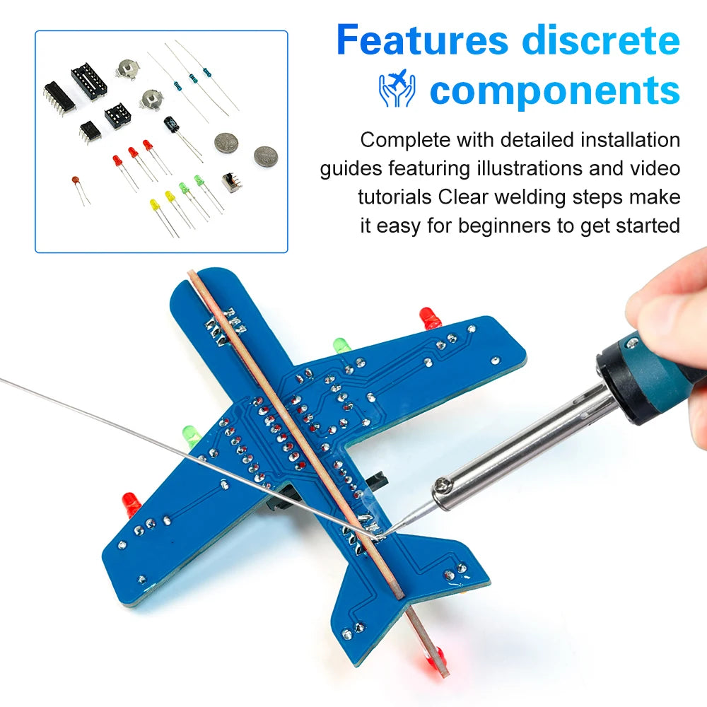 DIY Electronic Kit Small Airplane CD4017 LED Flow light Lamp Welding Practice Electronic Science Assembly Kit Flashing Fun Parts Oasis Select Default Title