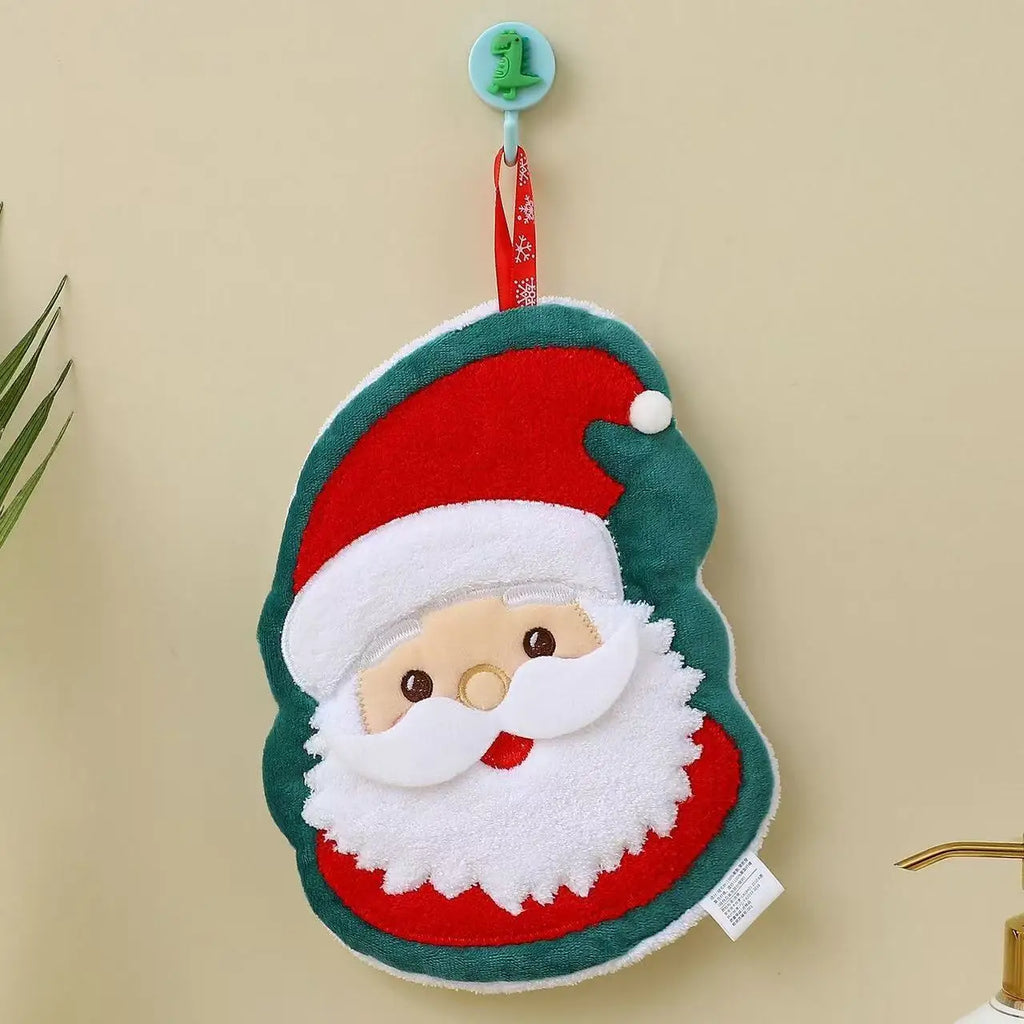 Christmas Festive Kitchen Towel Set For Holiday Decor Super Absorbent Snowman And Tree Print Hanging Hand Towel For Bathroom Oasis Select Red Santa