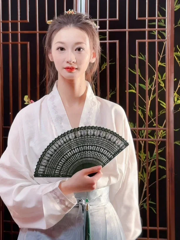 Bamboo Folding Fan Ancient Style Chinese Style Classical Dance Black Fan Summer Portable Folding Fan Oasis Select