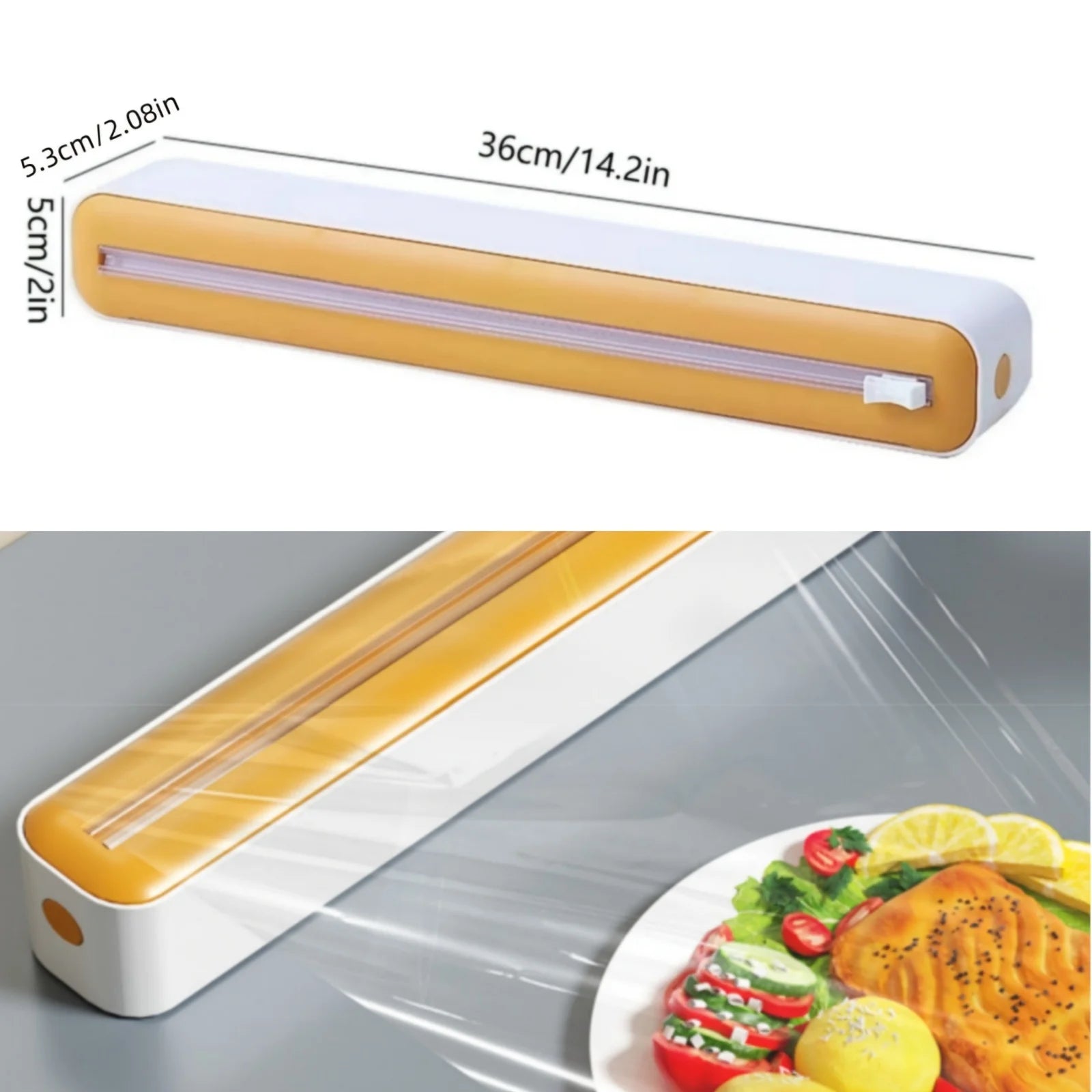 2-in-1 Plastic Wrap & Foil Dispenser with Slide Cutter - Durable Kitchen Organizer with Suction Cup Base for Home Use Oasis Select