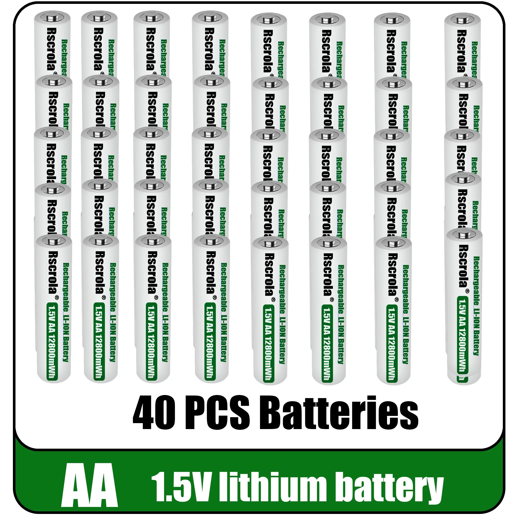 Universal Rechargeable 1.5V AA 12800mWh Lithium ion Battery Fast charging with Charger for Camare Clock Mouse Fan Electric Toys Oasis Select 40 PCS Batteries