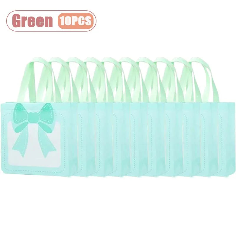 1-20PCS Valentine‘s Day Gift Bags Premium Non-Woven Tote for Birthday Party Favors Handmade Treat Bags Elegant Favor Bags Oasis Select Green-10PCS