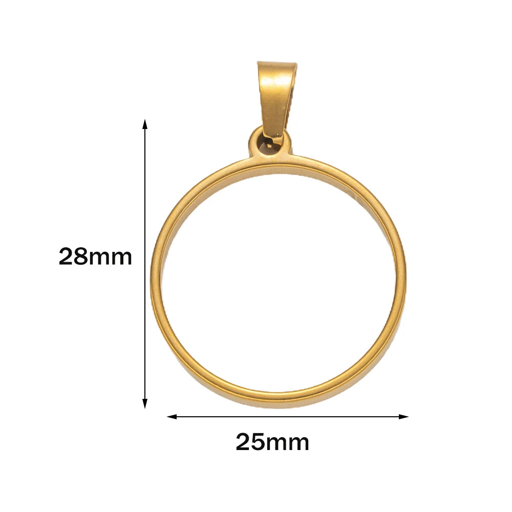 5pcs Stainless Steel Open Back Resin Molds Pendants Blanks Frame Hollow Bezel Charms for Earrings Necklace Bracelet DIY Making Oasis Select GD Round 25X28mm