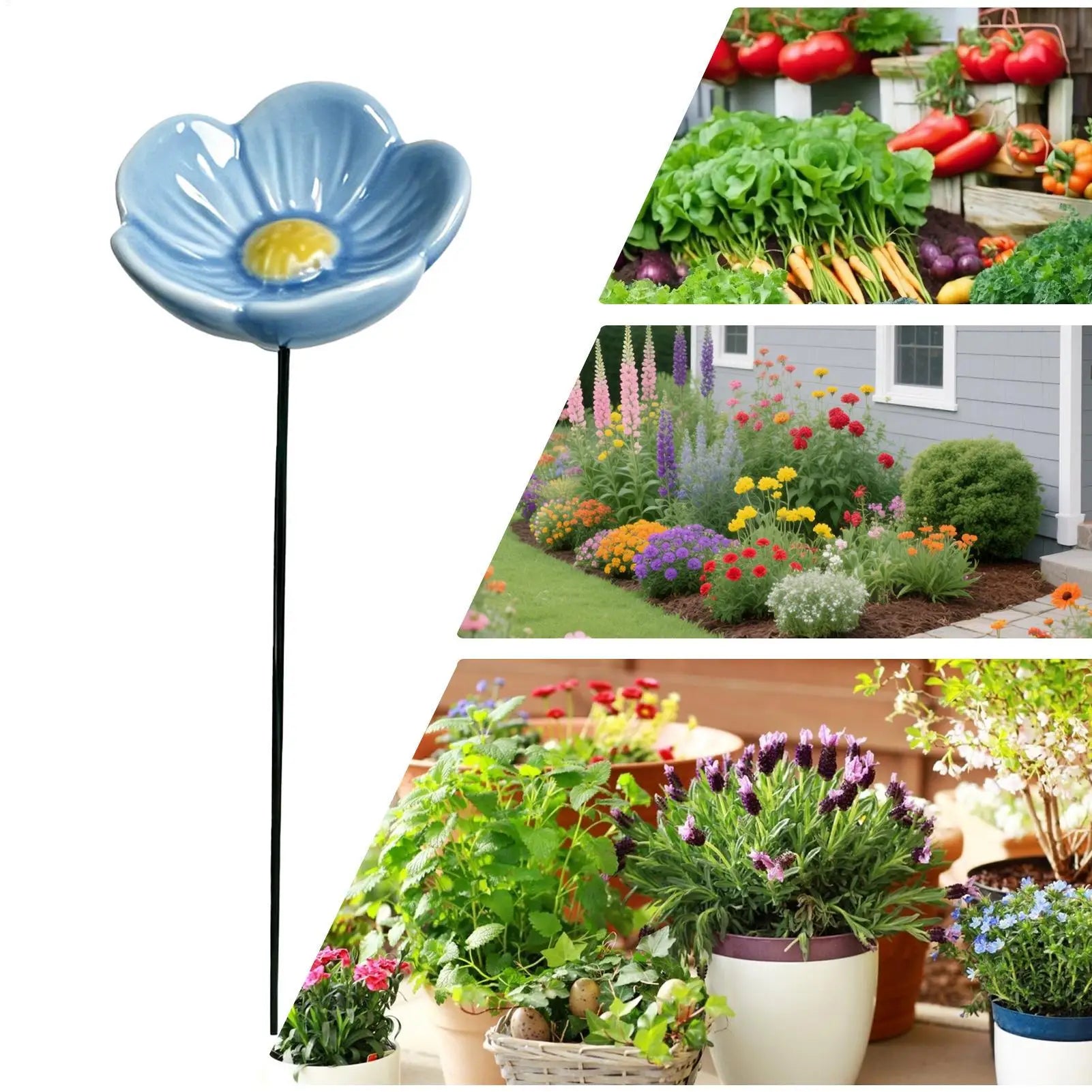 Bee Water Feeder Resin Flower Drinking Fountain Holder Bee Watering Station Bird Waterer Feeding Bowl Stakes Bird Supplies Oasis Select