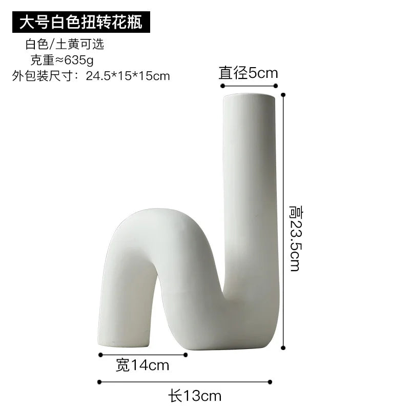Nordic Geometric Creative Art Plain Germ Dried Flower Ceramic Vase