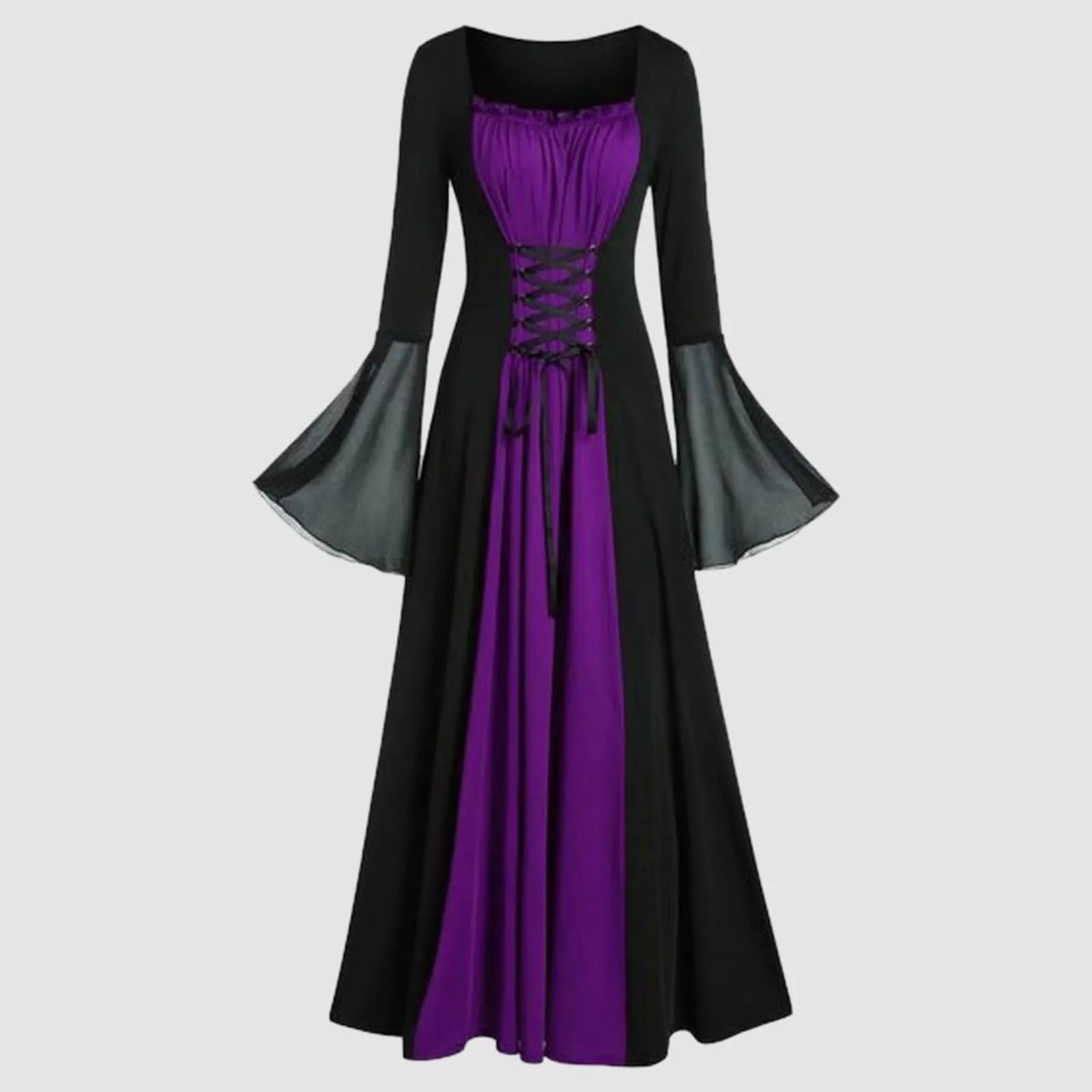 Plus Size Gothic Medieval Hooded Maxi Dress | Halloween Cosplay Gothic Costume Dress Oasis Select Purple XL