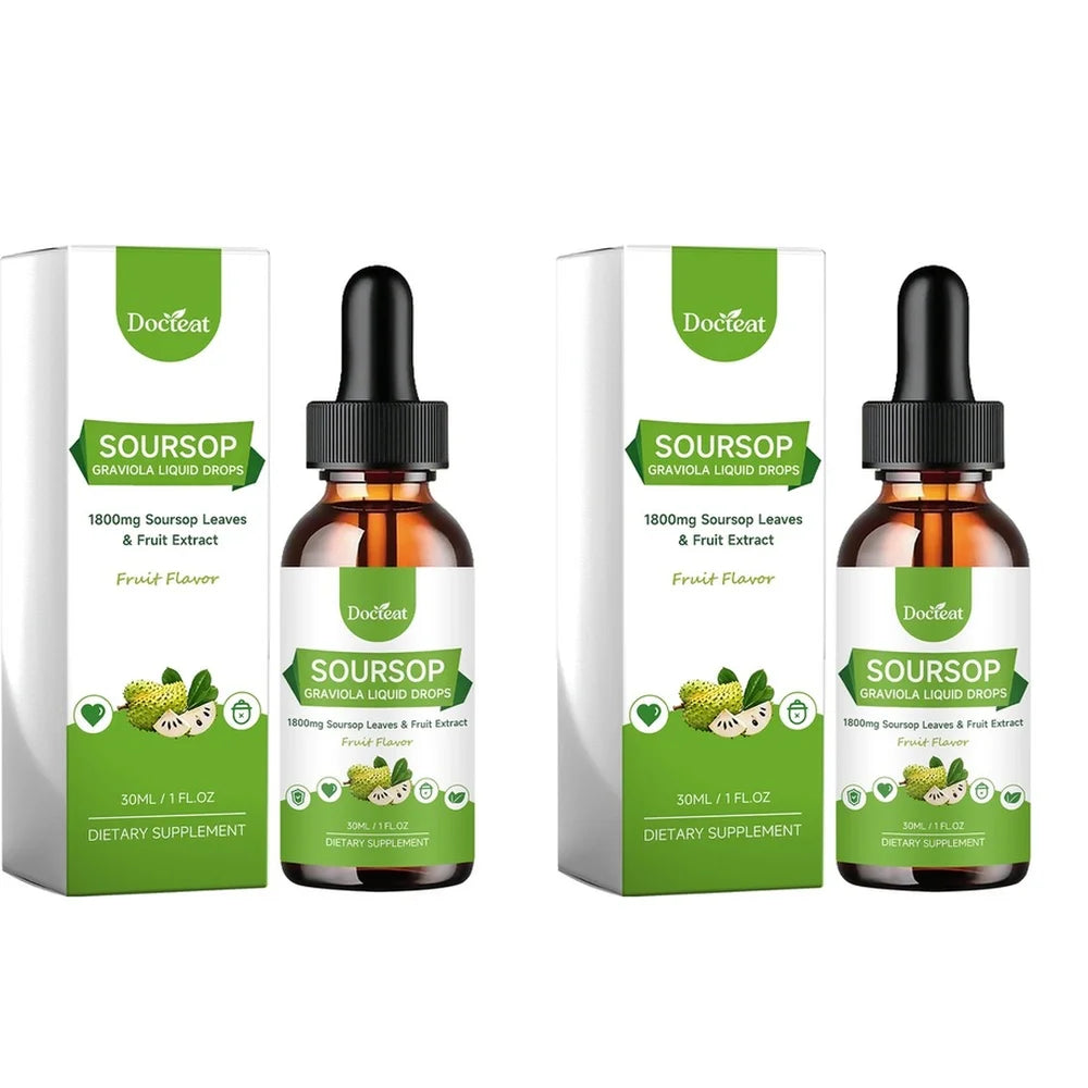 Soursop Graviola Liquid Drops 1800mg – Daily Herbal Supplement Herbal Liquid Drops Oasis Select 2 Bottles 60 ml