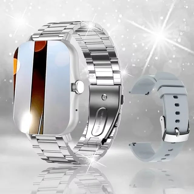 Men Women Smart Watch 1.83'' Waterproof Fitness Sports Watch Answer Call Sleep Sport Pedometer Information Alerts Smartwatch New Oasis Select Silver20Szstrap